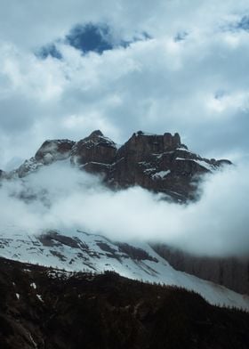 Mountain Peaks in Clouds