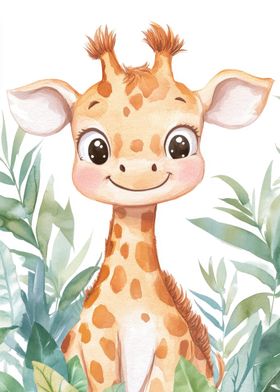 Cute Watercolor Giraffe