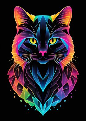 Neon Cat Portrait