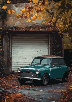 Vintage Mini Cooper in Autumn