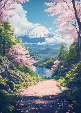 Mount Fuji Spring Landscape