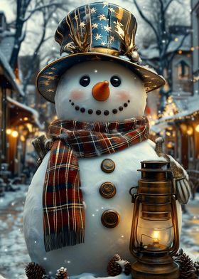 Charming Snowman with Lantern