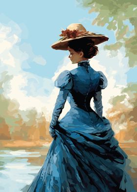 Woman in Blue Dress