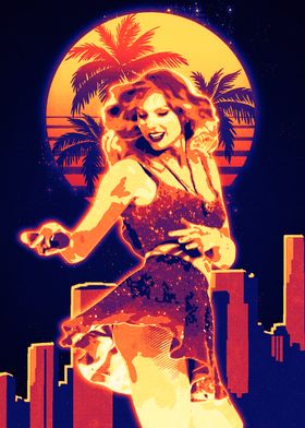 Taylor Swift Retro Woman in Cityscape