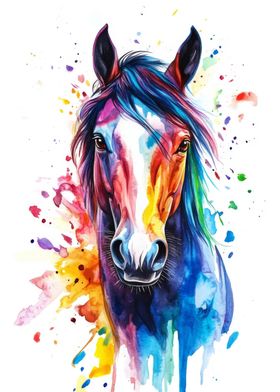 Colorful Horse Watercolor