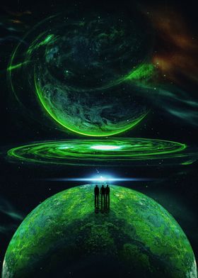 Green Planet Space Scene