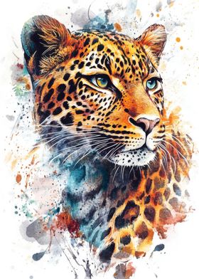 Leopard Watercolor Portrait