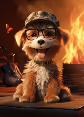 Cute Dog in Glasses