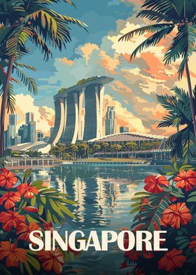 Singapore Skyline Poster