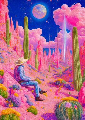 Cowboy Surreal Desert