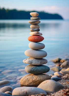 Stone Stack by the Lake