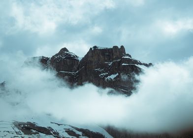 Mountain Peaks in Clouds