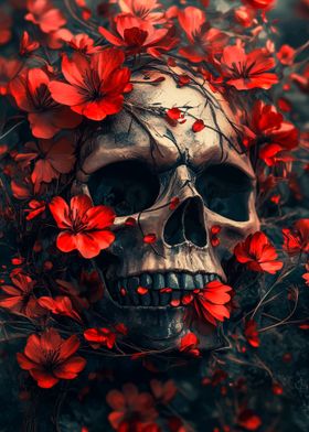 Skull and Flowers