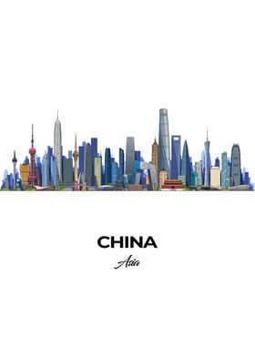 China Skyline Illustration