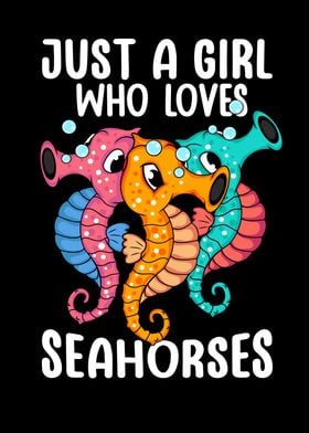 Cute Seahorse Lover Girls Women Underwater Seahorse