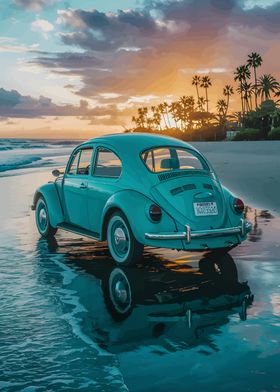 Vintage Beetle Sunset