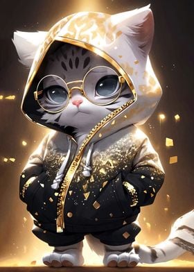 Cool Cat in Hoodie