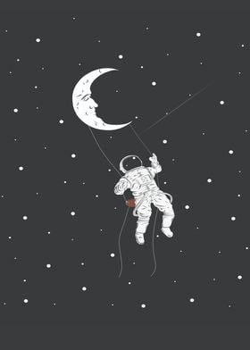 Astronaut Swinging on Moon