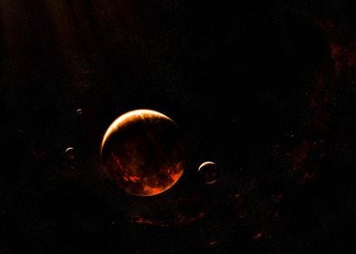 Fiery Planet in Space