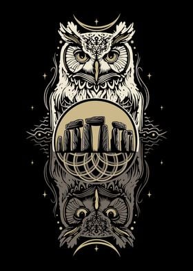 Wicca Owl and Stonehenge