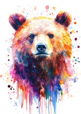 Watercolor Bear Portrait