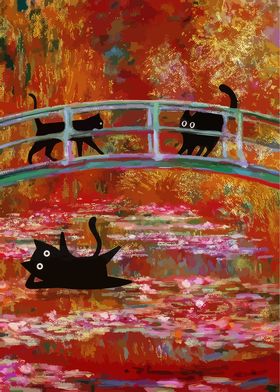 Monet Cat Waterlilies