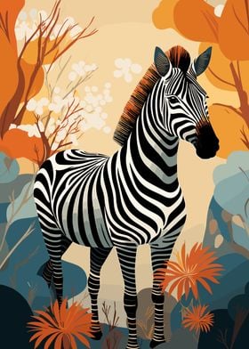 Zebra in a Forest