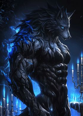 Werewolf with Blue Flames