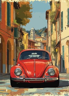 Vintage Beetle in Italian Town