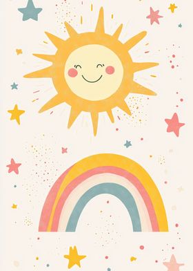 Rainbow and Sun Illustration