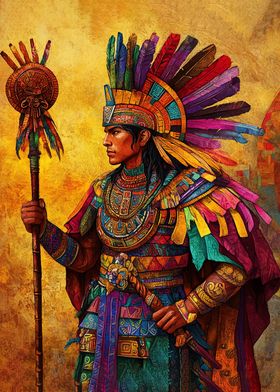 Aztec Warrior Painting