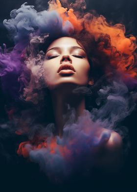 Woman in Colorful Smoke