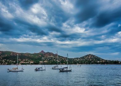 Sailboats at Anchor in Esterel France