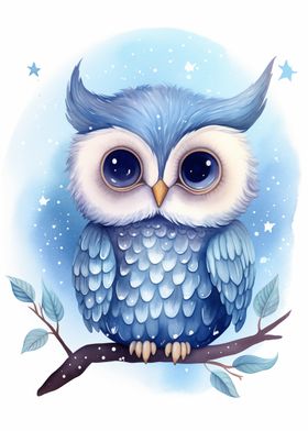 Cute Blue Owl 