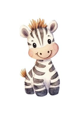 Cute Watercolor Zebra