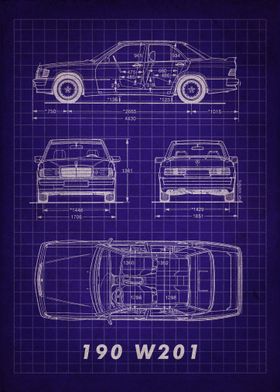 Mercedes 190 W201 Blueprint