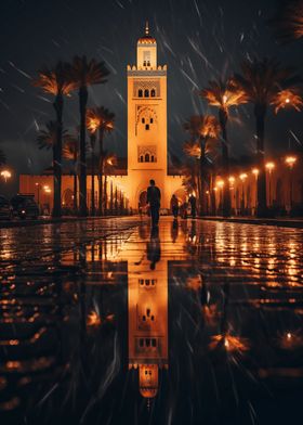 Mosque at Night  In Morocco