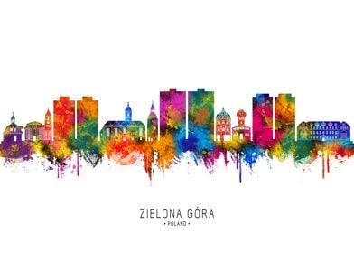 Zielona Góra Skyline Watercolor