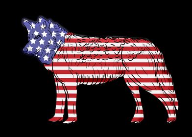 Wolf Lover USA Flag 4th Of July Wolf