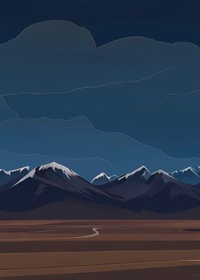 Mountain Range Under Dark Sky