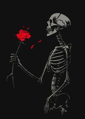 Skeleton Holding Rose