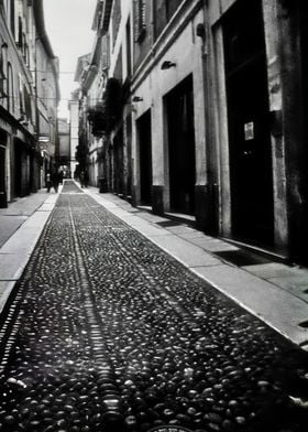 Cobblestone Alleyway in Pavia Italy