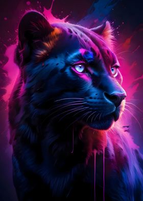 Neon Panther Portrait