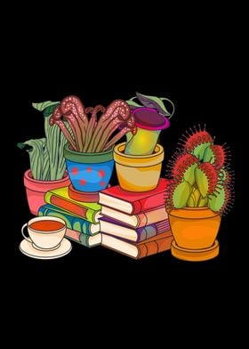 Carnivorous Plants And Book Lover Venus Fly Trap