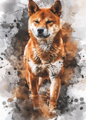 Shiba Inu Watercolor Art