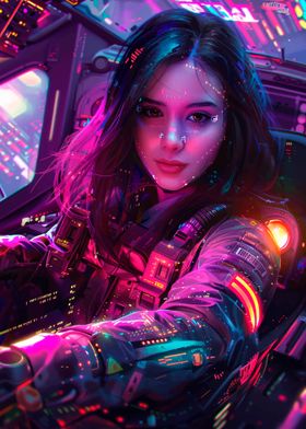 Cyberpunk Female Pilot