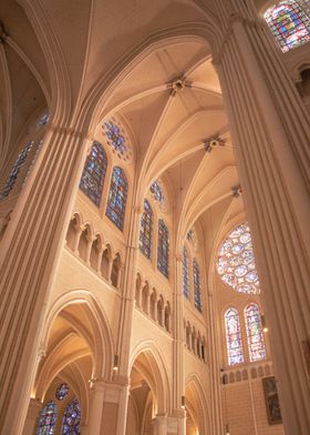 Cathedral Interior with Stained Glass