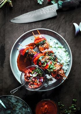 Grilled Skewers with Rice