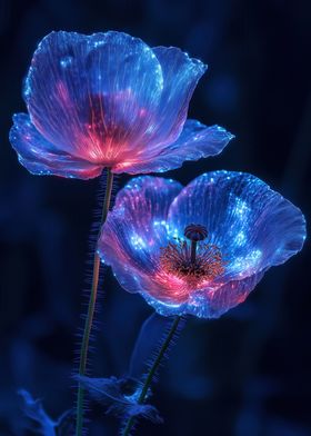 Glowing Poppy Flowers