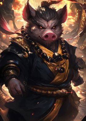 Pig Monk Illustration